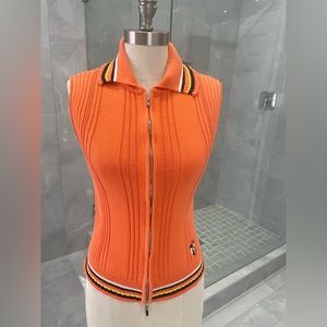 EACADA SLEEVELESS ORANGE SWEATER TOP EU SIZE 36